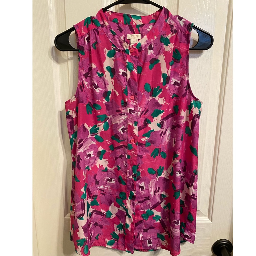J.Crew Sleeveless Blouse Burton Up Size 4